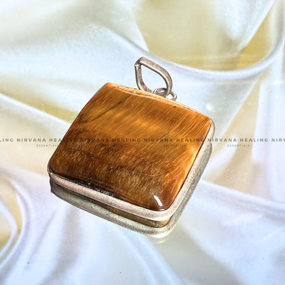 TIGER EYE SQUARE PENDANT (Bold, Courage, Willpower And Strength). image 0