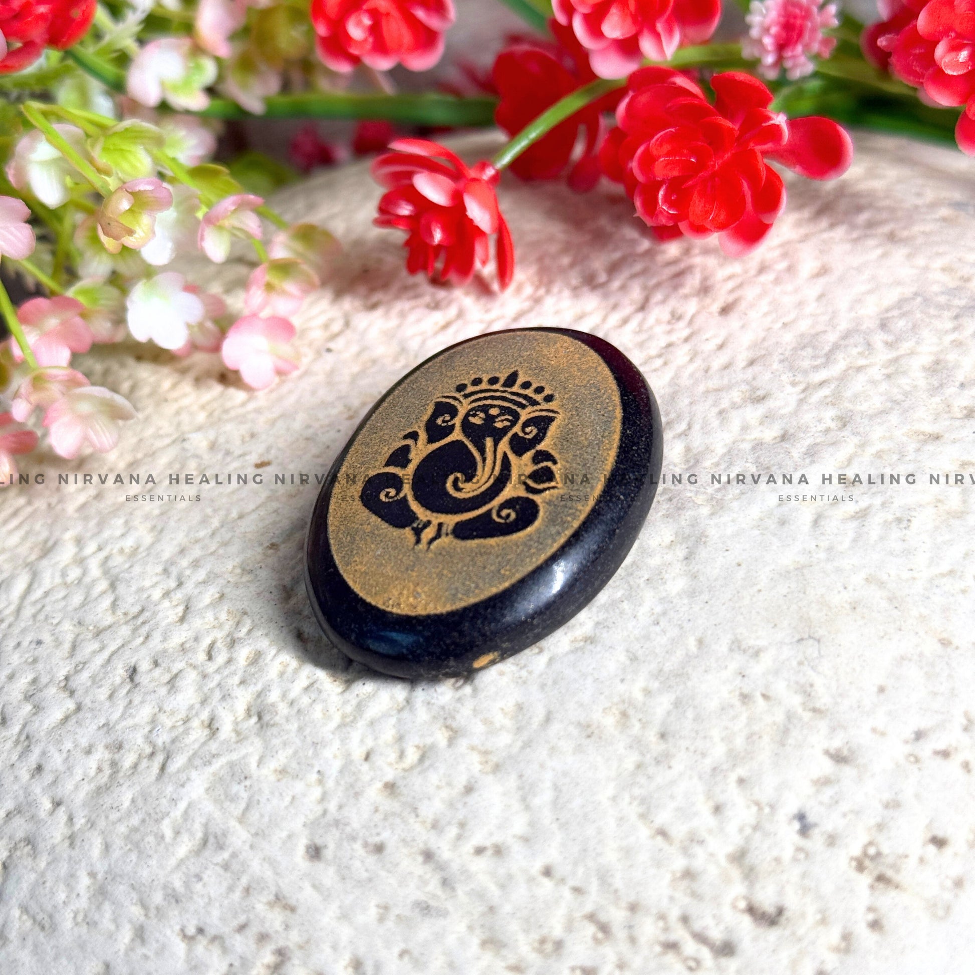 BLACK TOURMALINE GANESHA ZIBU COIN (Protection, Grounding, Shielding And Growth) image 0
