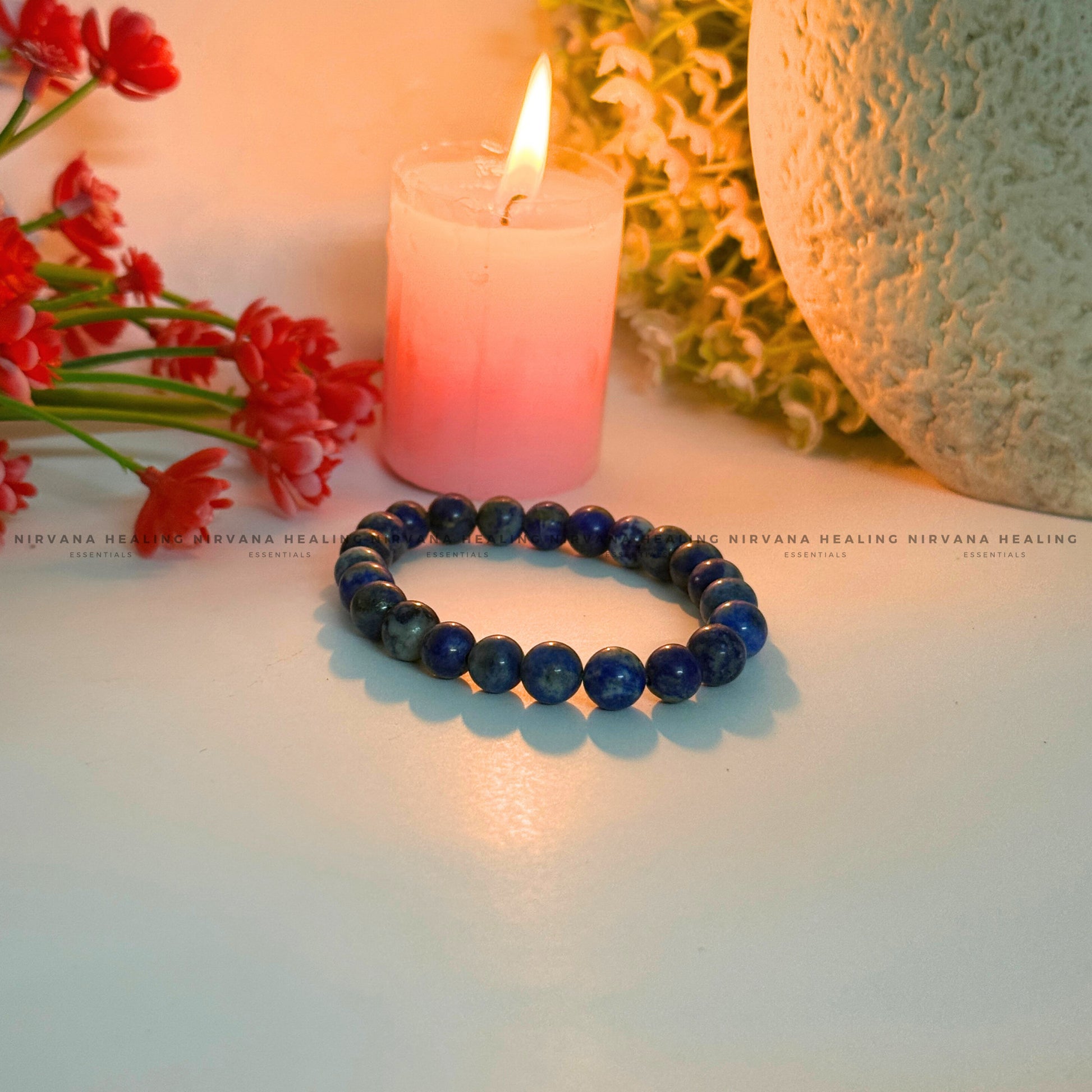 LAPIS LAZULI ROUND BEADED BRACELET (Communication, Truth, Ease Of Expression And Wisdom) image 2
