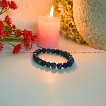 LAPIS LAZULI ROUND BEADED BRACELET (Communication, Truth, Ease Of Expression And Wisdom) image 2