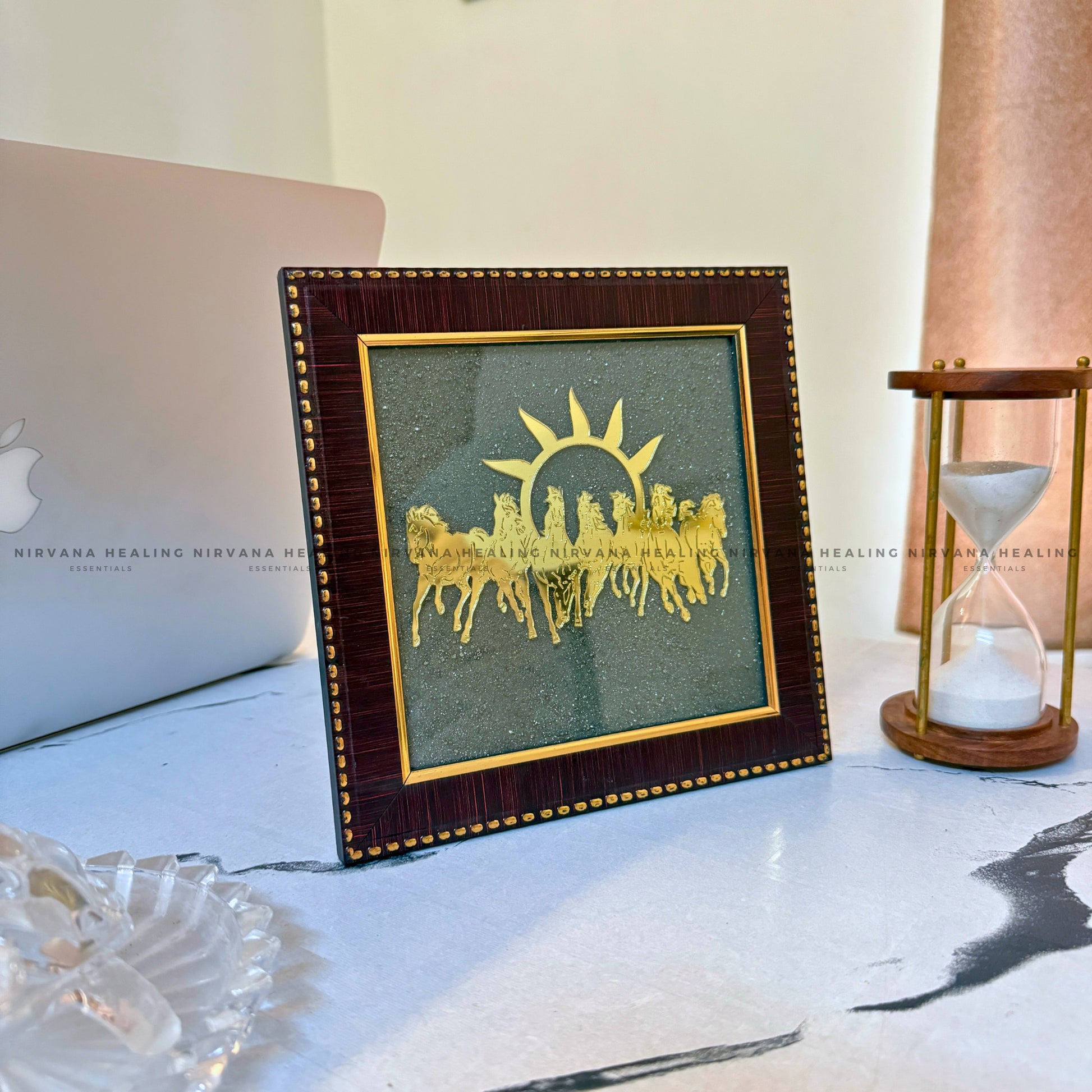 7 HORSES ON RAW PYRITE FRAME (Symbol of Speed, Success & Abundance image 5