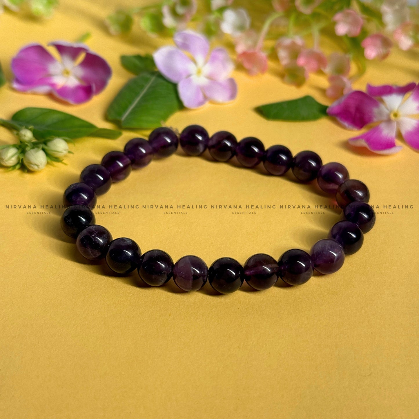 AMETHYST ROUND BEADED BRACELET (Meditation, Stress Reduction, Intuition and Manifestation) image 0