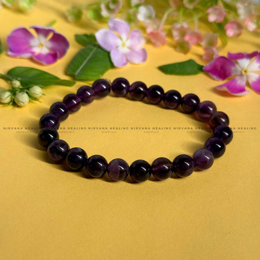 AMETHYST ROUND BEADED BRACELET (Meditation, Stress Reduction, Intuition and Manifestation) image 0
