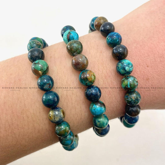 CHRYSOCOLLA ROUND BEADED BRACELET (Wisdom, Divine Feminine And Emotional Healing) image 1