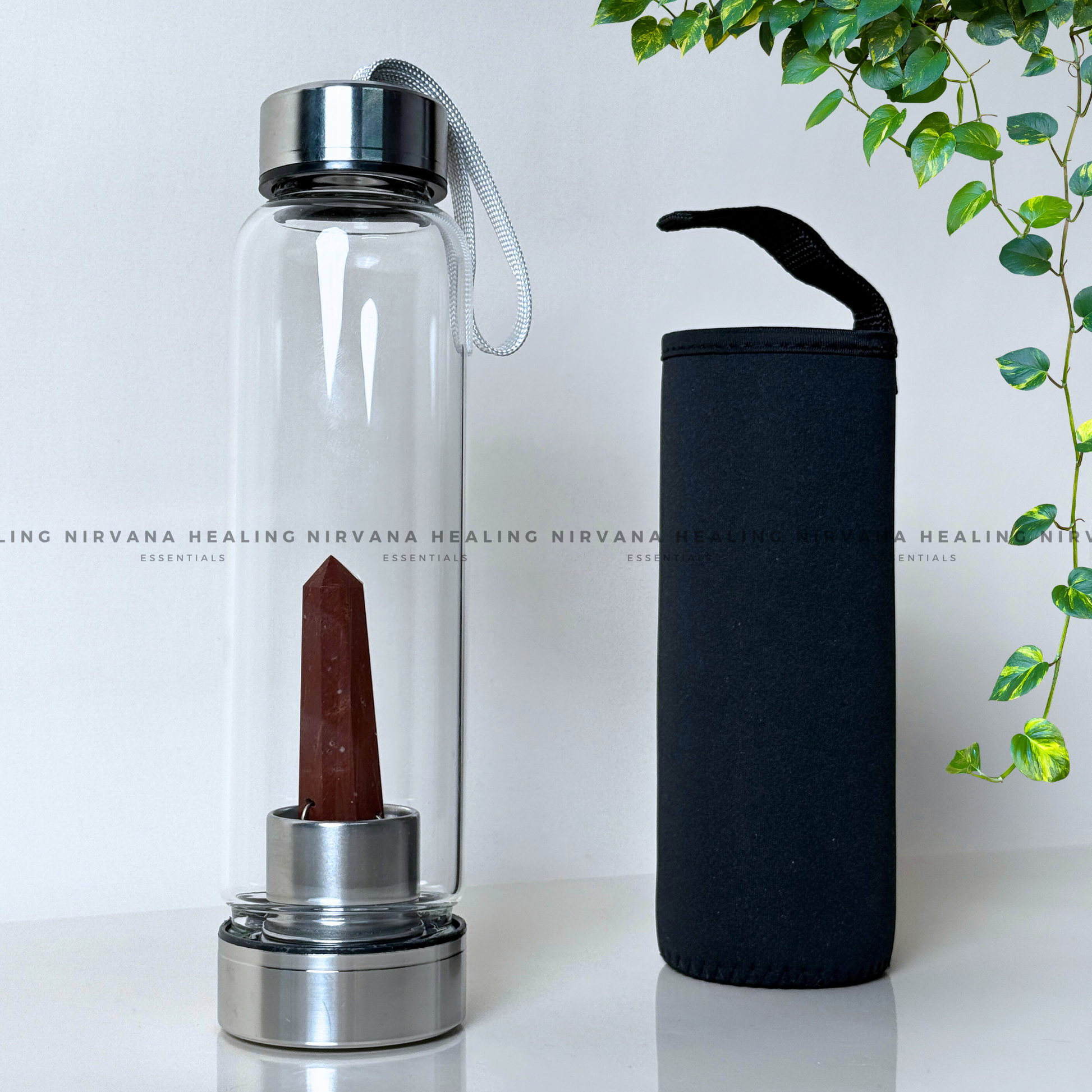 RED JASPER INFUSED CRYSTAL ELIXIR BOTTLE (Immunity, Strength, Health and Pain Relief) image 2