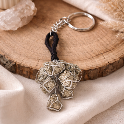 PYRITE STONE KEYCHAIN - Protection, Abundance & Confidence image 1