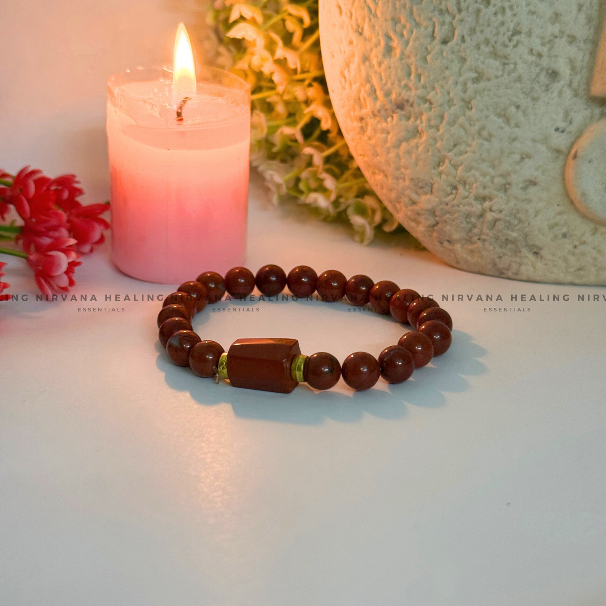 RED JASPER WITH TUMBLE BRACELET (Immunity, Strength, Health and Pain Relief) image 3