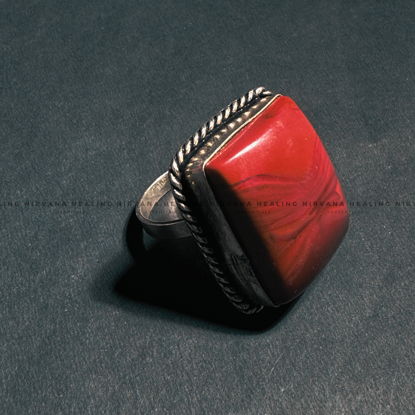 RED CARNELIAN SQUARE RING (Creativity, Courage, Passion And Stamina) image 4