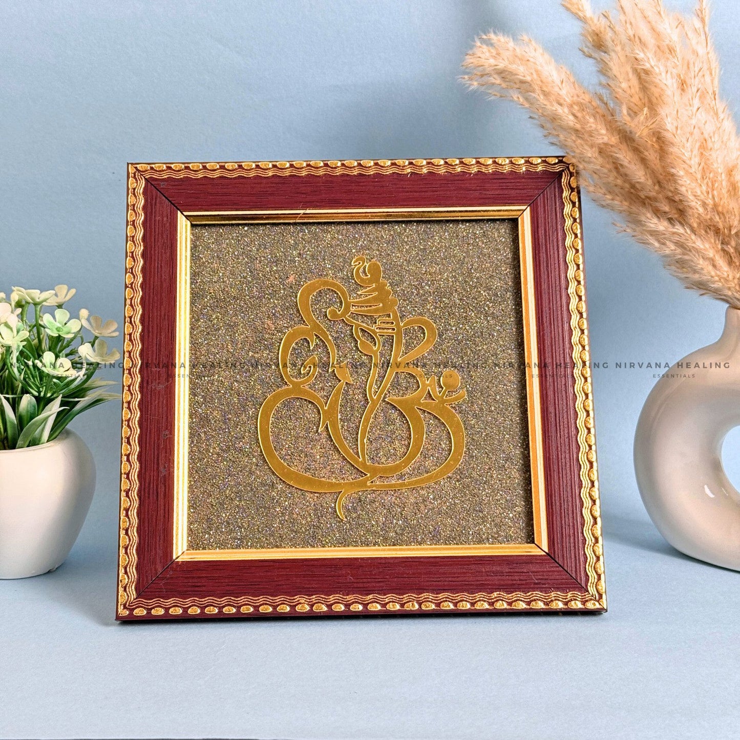 GANESH JI ON RAW PYRITE FRAME (Blessings of Prosperity, Protection & New Beginnings) image 2