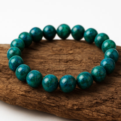CHRYSOCOLLA ROUND BEADED BRACELET (Wisdom, Divine Feminine And Emotional Healing) image 4