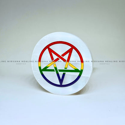 SELENITE STAR SYMBOL COLOUR CHARGING PLATE (Aura Cleansing ,Charging, Cleansing And Purification). image 1