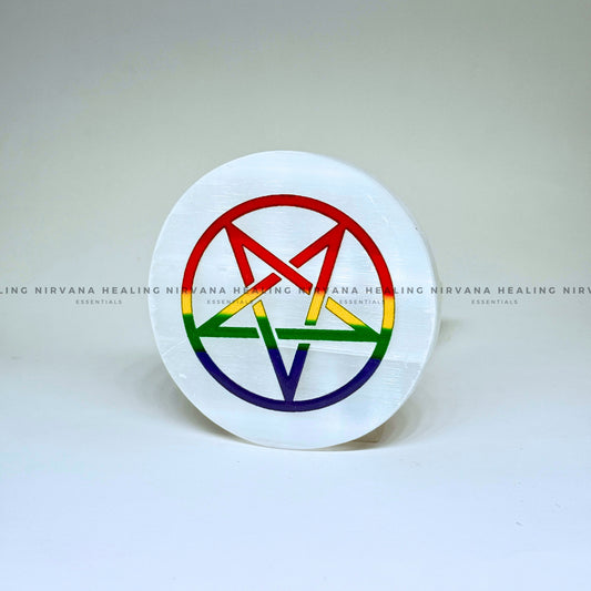 SELENITE STAR SYMBOL COLOUR CHARGING PLATE (Aura Cleansing ,Charging, Cleansing And Purification). image 1