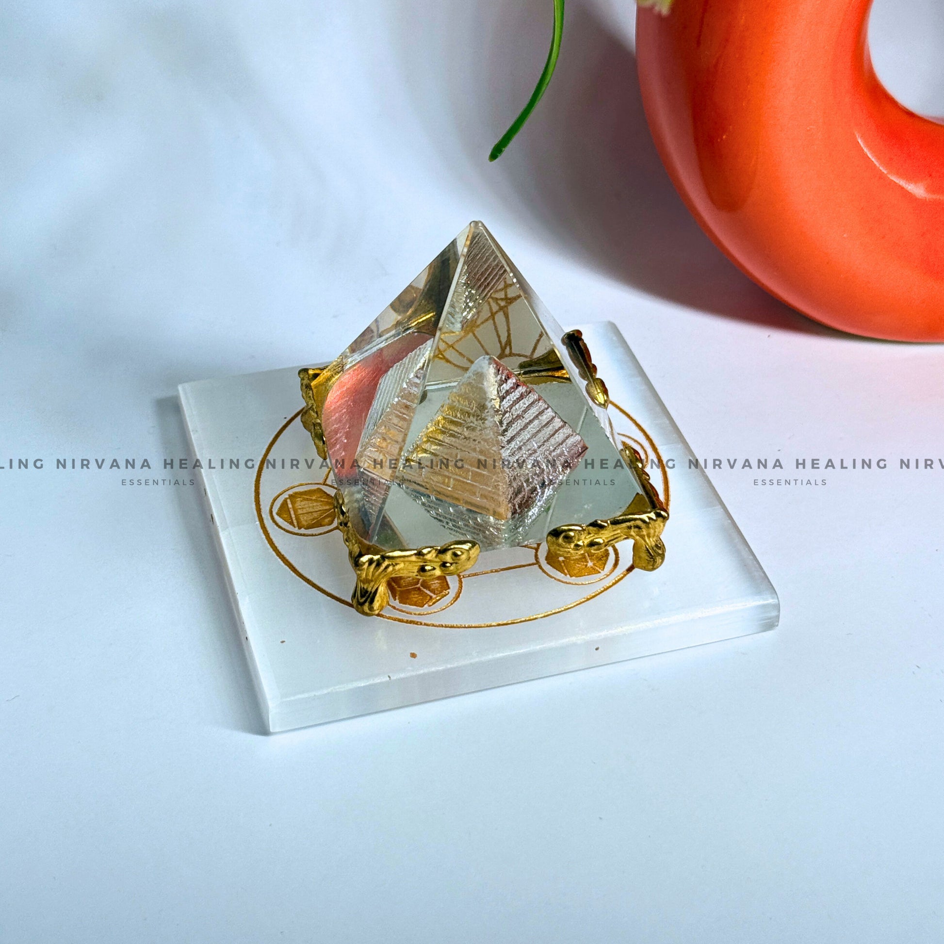 SELENITE GOLDEN METATRON CUBE CHARGING PLATE (Aura Cleansing, Charging, Cleansing And Purification). image 4