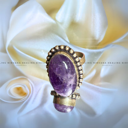 AMETHYST OVAL DESIGNER RING (Meditation, Stress Reduction, Intuition and Manifestation) image 2
