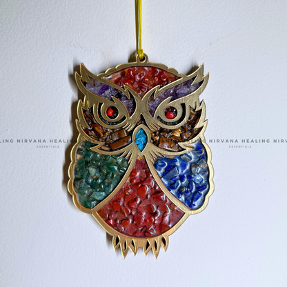 OWL HANGING WITH CRYSTAL CHIPS (Symbol of Wisdom, Fortune And Protection) image 3