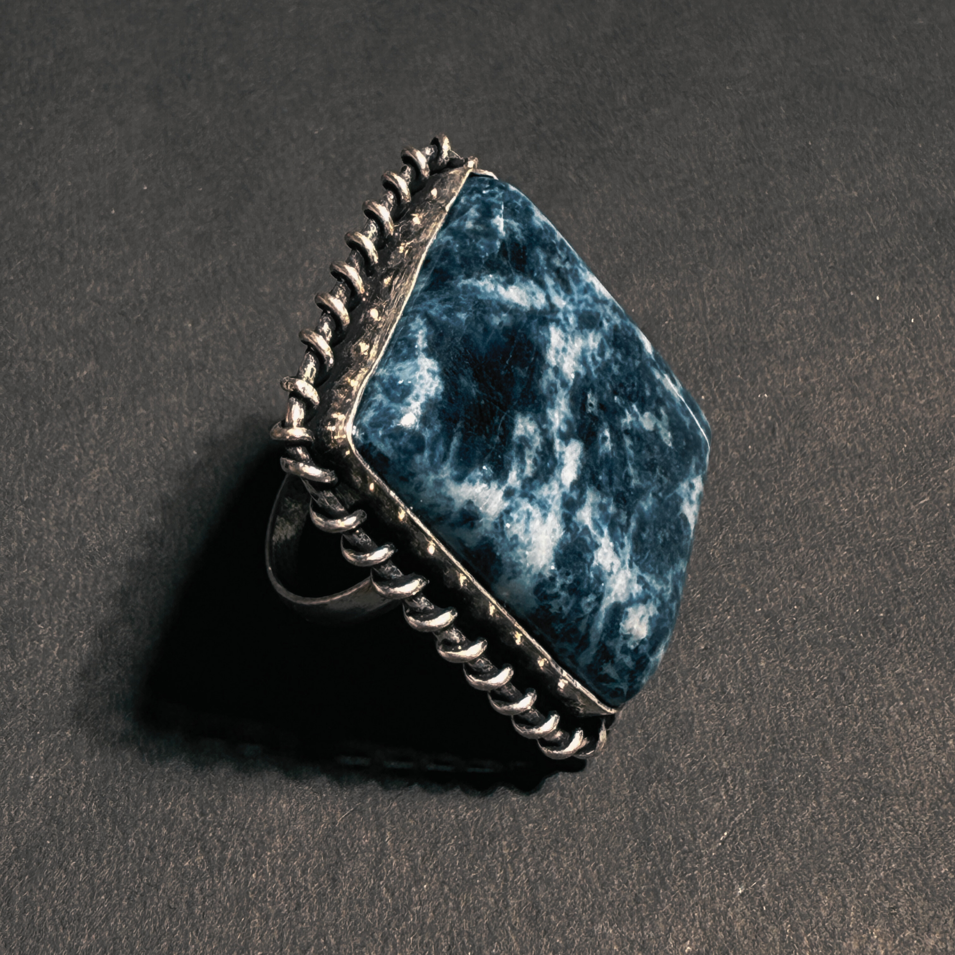 SODALITE SQUARE RING (Sodalite Creativity, Expression, Logic And Communication) image 1