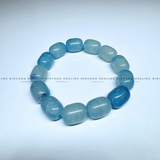 BLUE APATITE OVAL BEADED BRACELET (Goal Setting, Motivation, Manifestation, Communication).  image 1