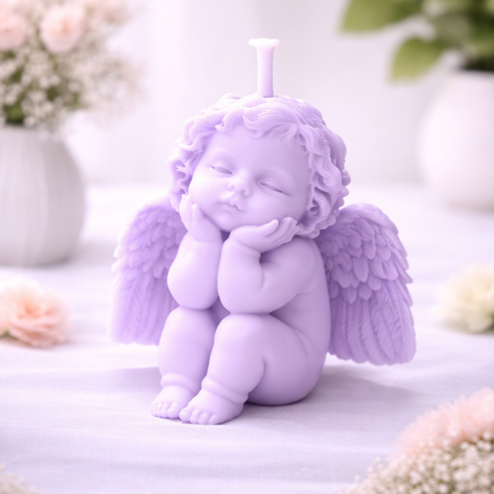 GUARDIAN ANGEL CANDLE (Made From Natural Beeswax) - Purple image