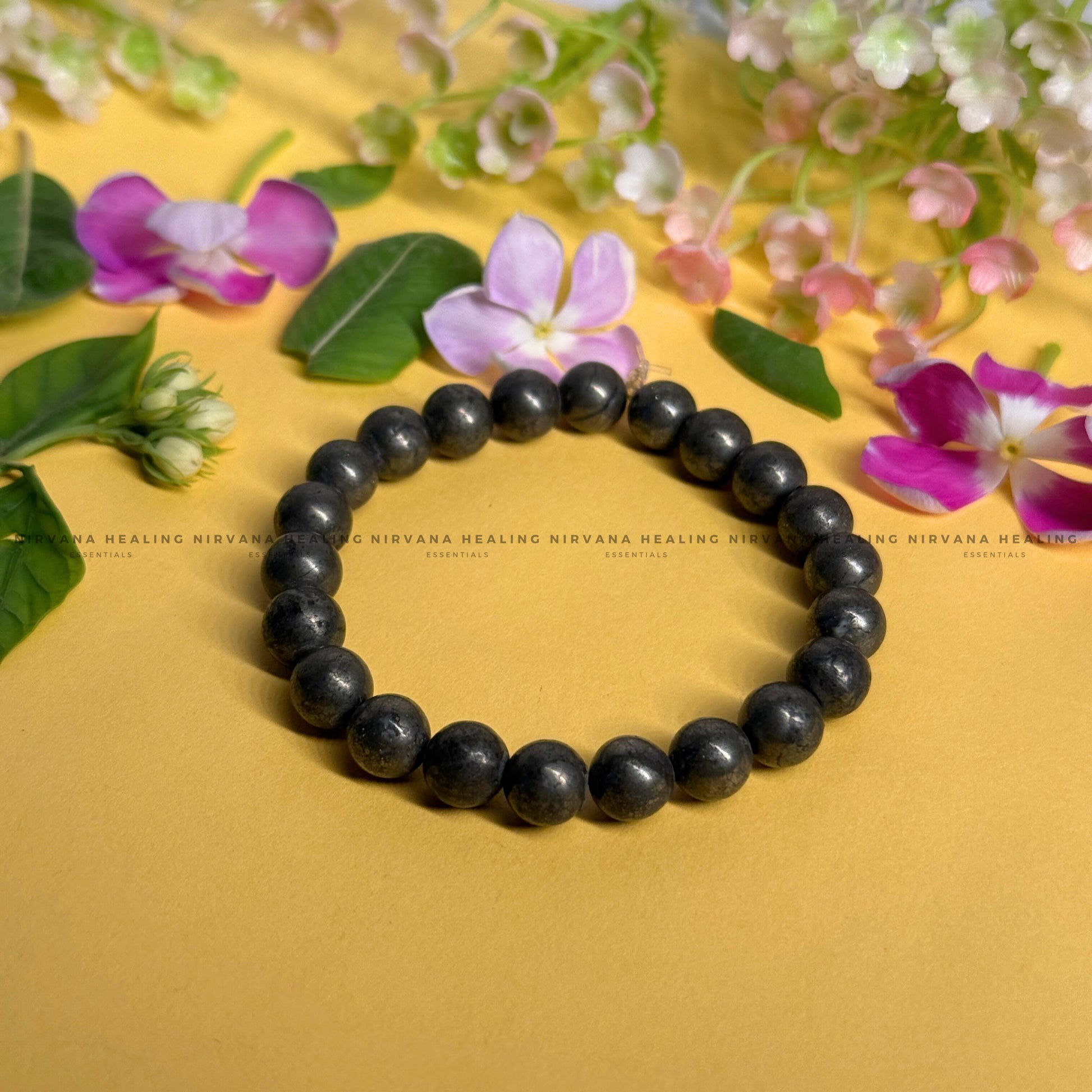 PYRITE ROUND BEADED BRACELET (Money Magnet, Prosperity, Fame And Abundance).  image 0
