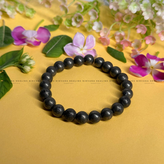 PYRITE ROUND BEADED BRACELET (Money Magnet, Prosperity, Fame And Abundance).  image 0