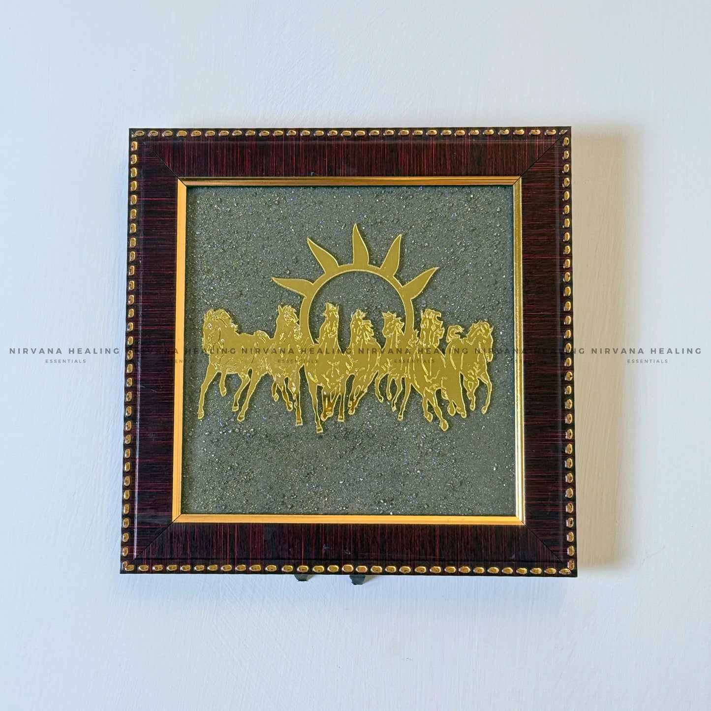7 HORSES ON RAW PYRITE FRAME (Symbol of Speed, Success & Abundance image 3