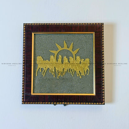 7 HORSES ON RAW PYRITE FRAME (Symbol of Speed, Success & Abundance image 3