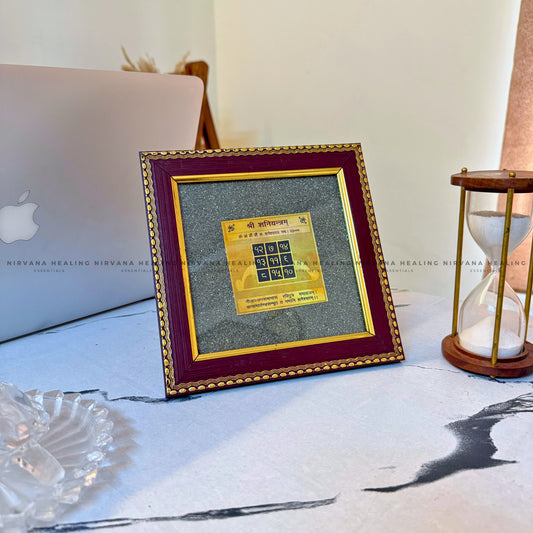 SHANI YANTRA ON RAW PYRITE FRAME (Protection, Stability & Karmic Balance) image 0