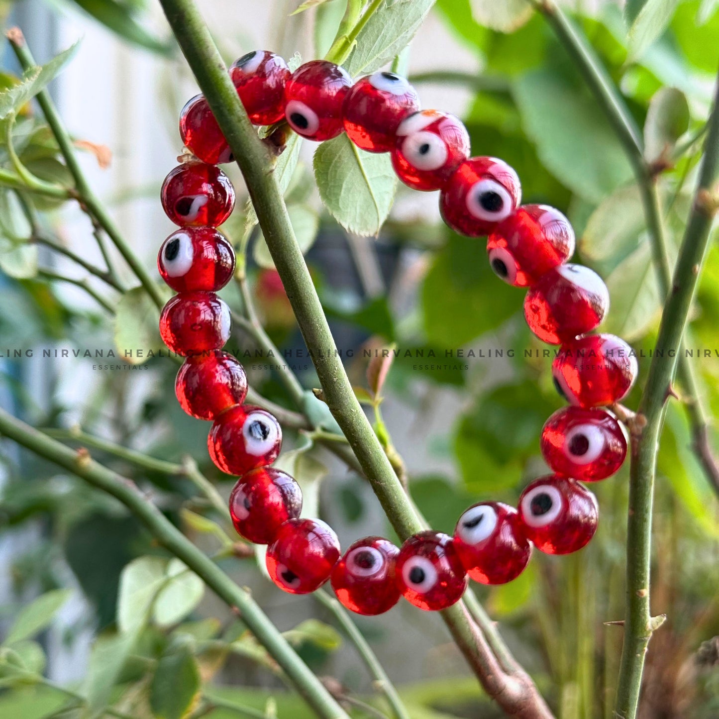 CRYSTAL RED EVIL EYE ROUND BEADS BRACELET (Ward Off Negativity, Envy And Harmful Intentions) image 4