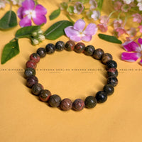 Unakite Round Beaded Bracelet