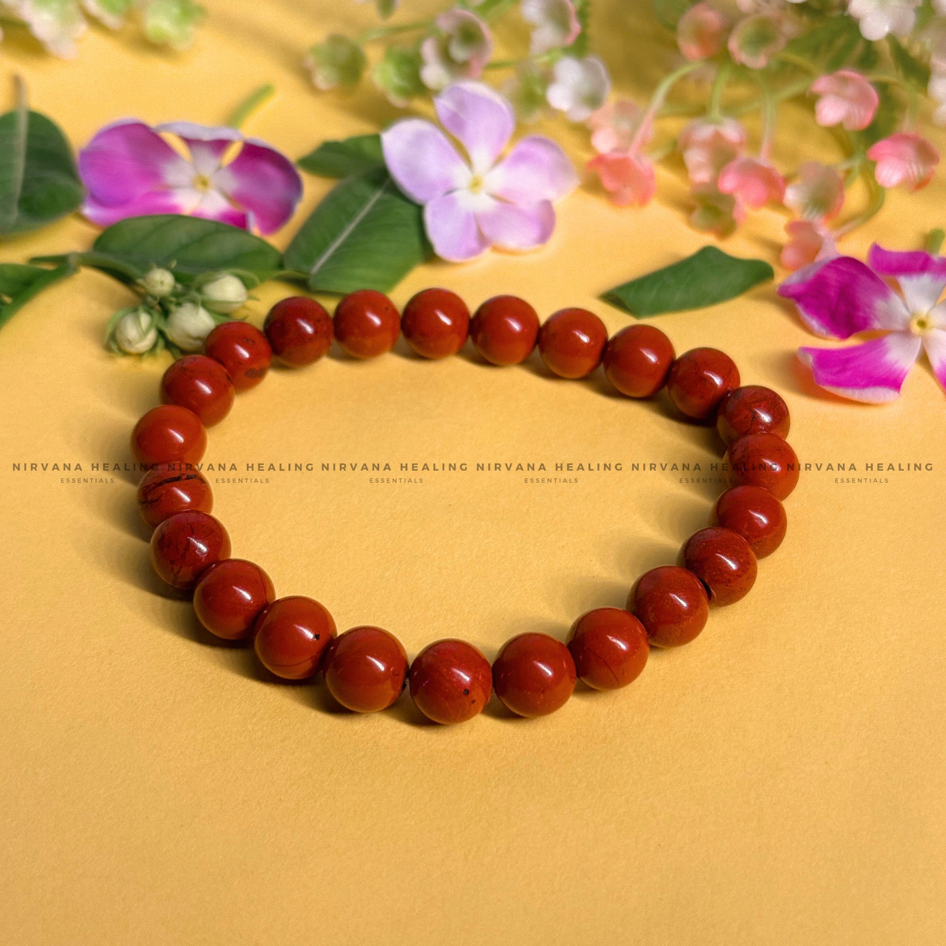 RED CARNELIAN JADE ROUND BEADED BRACELET (Creativity, Courage, Passion And Stamina) image 0