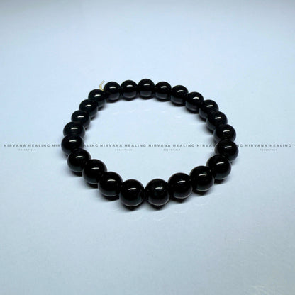 BLACK OBSIDIAN ROUND BEADED BRACELET (Protection ,Truth,Deep And Healing). image 1