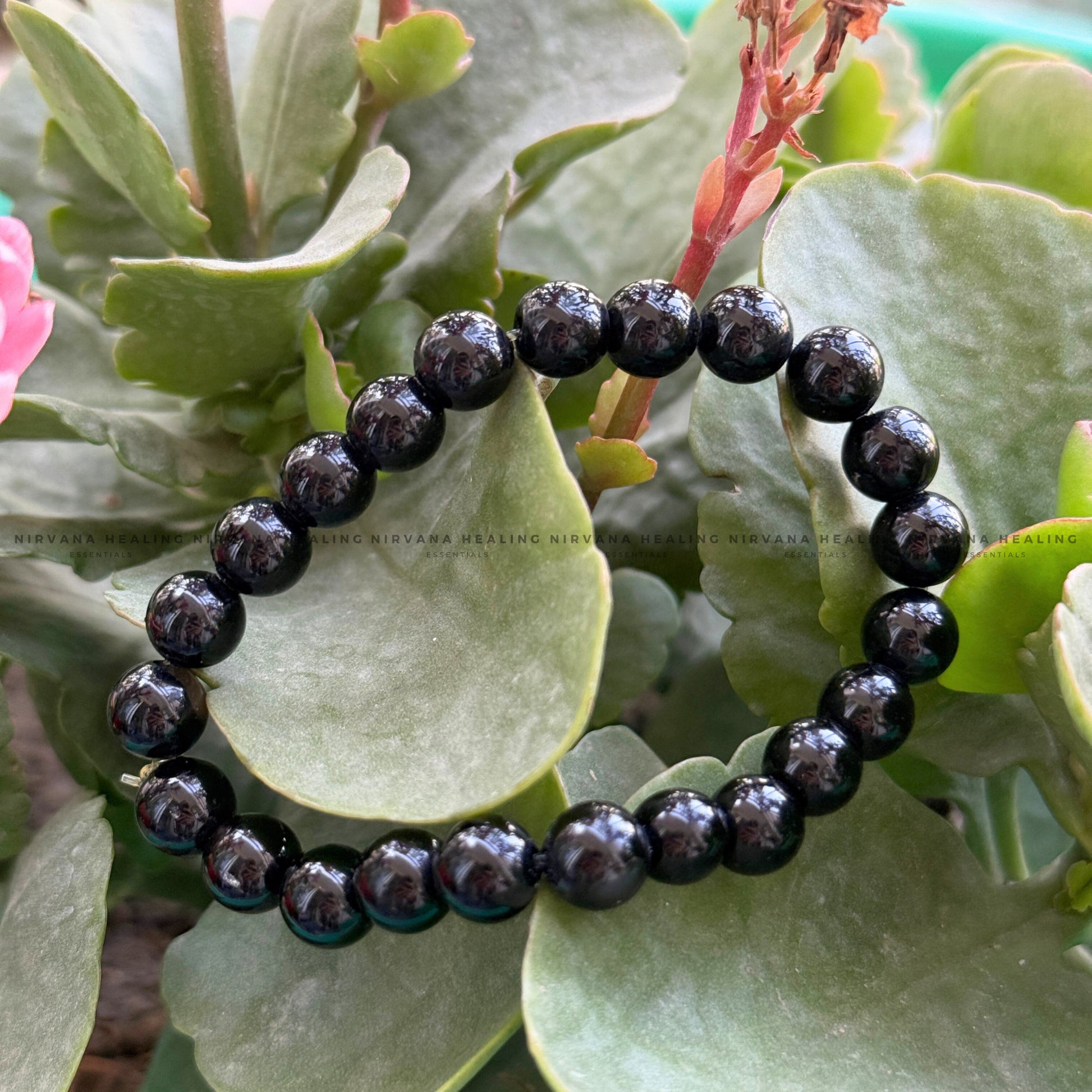 BLACK OBSIDIAN ROUND BEADED BRACELET (Protection ,Truth,Deep And Healing). image 4