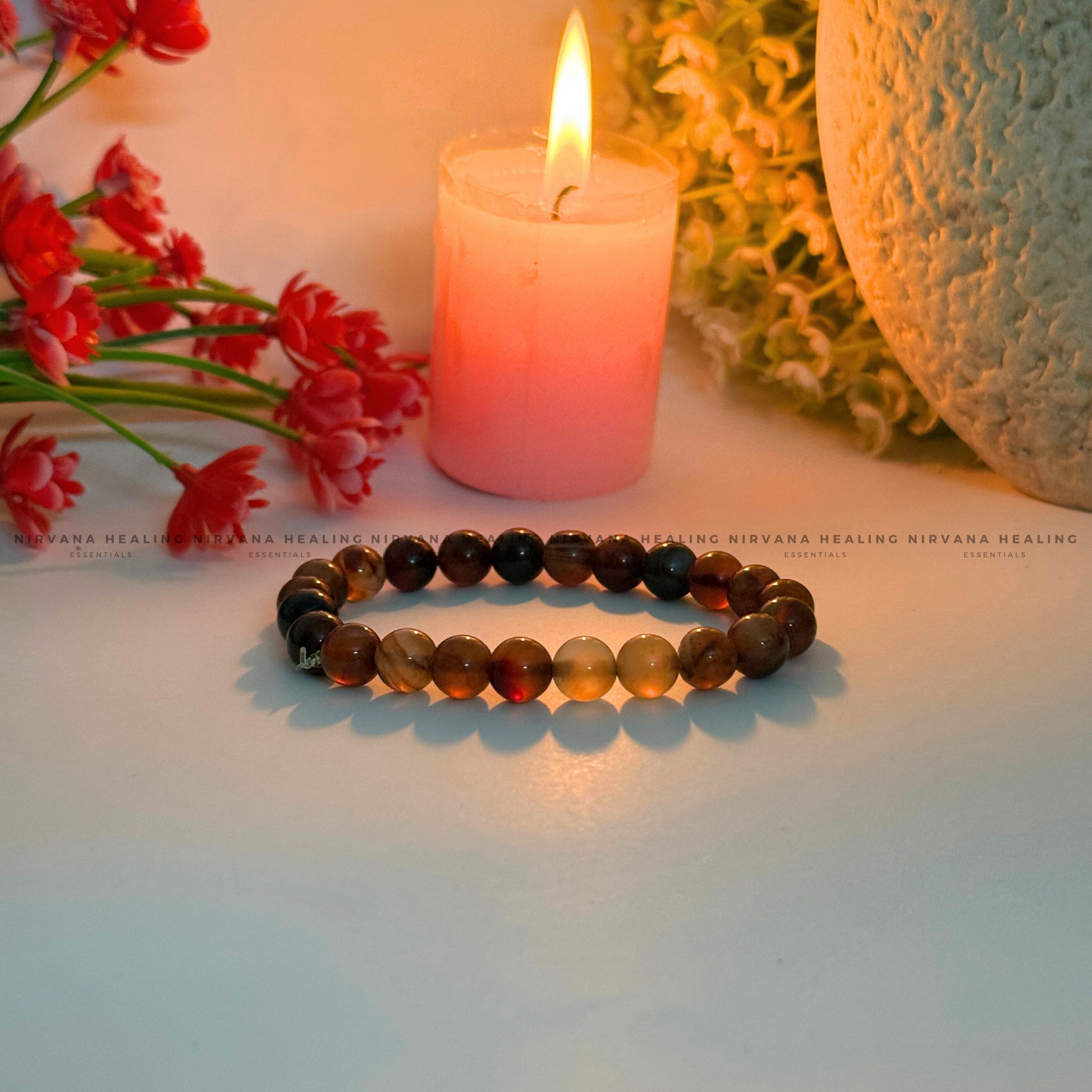 BROWN HAKIK SULEMANI ROUND BEADED BRACELET (Evil Eye Protection, Grounding and Energy Shielding). image 3