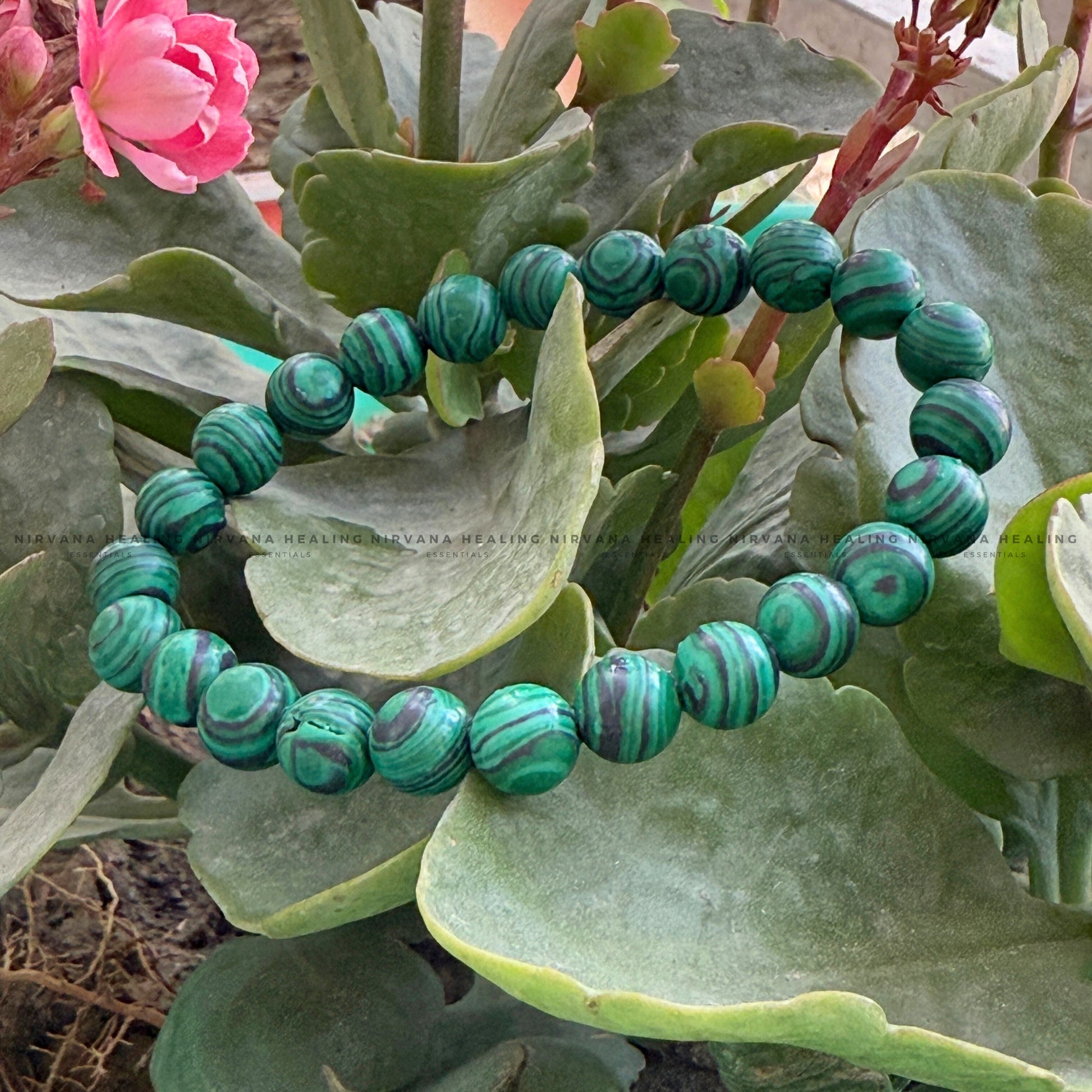 MALACHITE ROUND BEADED BRACELET (Transformation, Pain Reliever And Emotional Healing) image 4