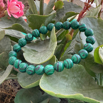 MALACHITE ROUND BEADED BRACELET (Transformation, Pain Reliever And Emotional Healing) image 4