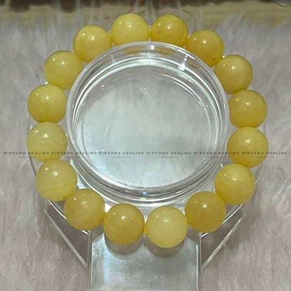 YELLOW CALCITE ROUND BEADED BRACELET (Self Confidence, Self Worth, Will Power And Motivation) image 5