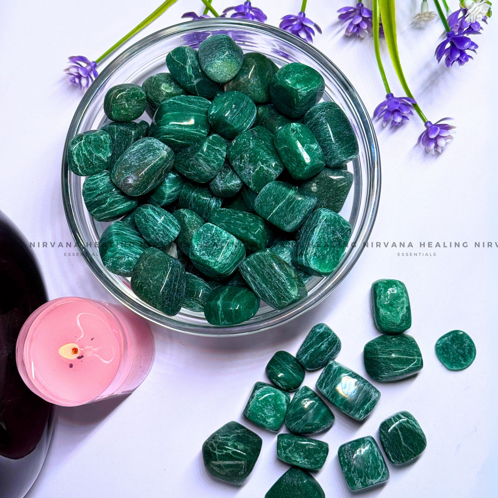 GREEN AVENTURINE JADE TUMBLE STONES (Luck, Money, Abundance, Career And Growth). image 0
