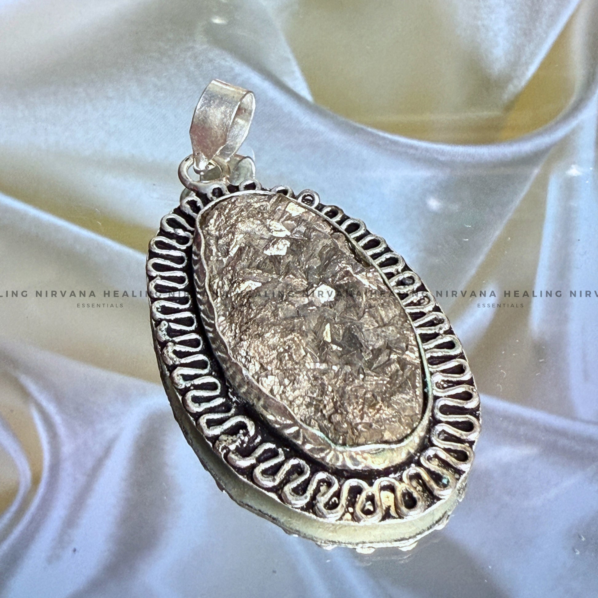 PYRITE OVAL SHAPED PENDANT (Money Magnet, Prosperity, Fame And Abundance).  image 0