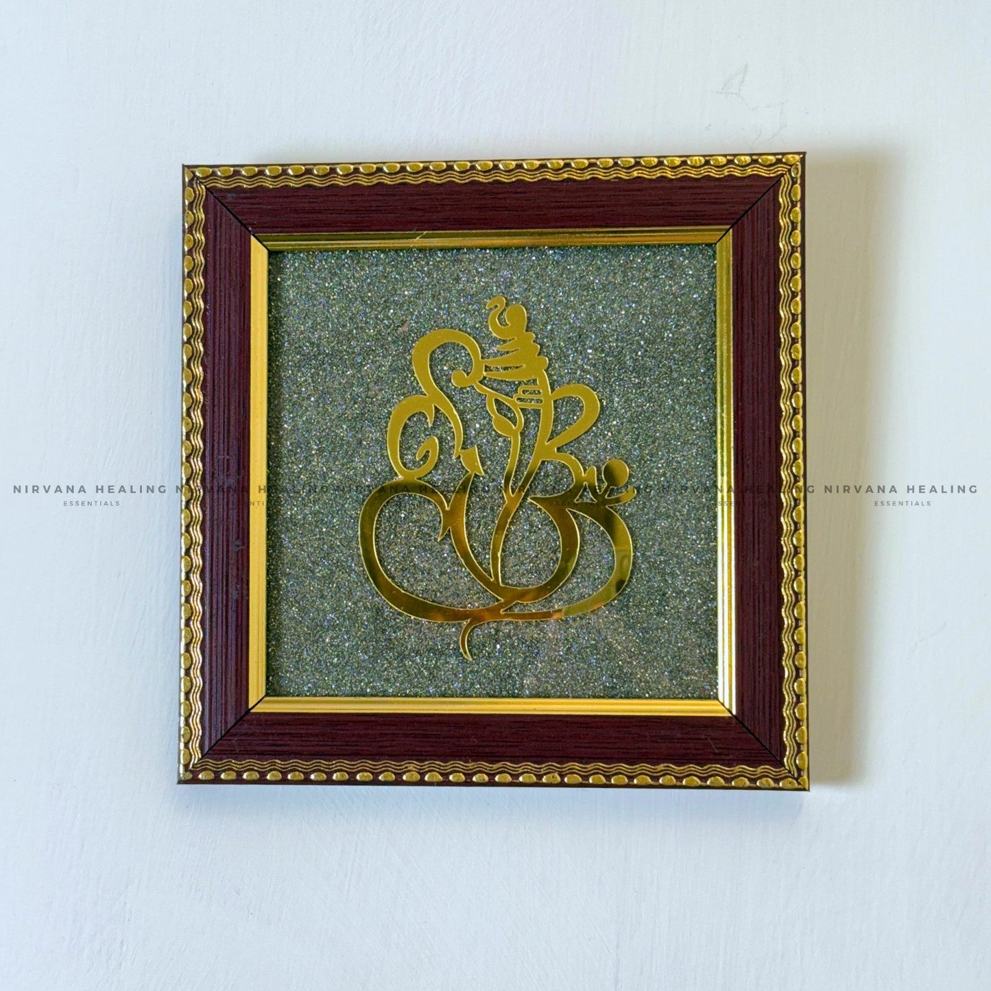 GANESH JI ON RAW PYRITE FRAME (Blessings of Prosperity, Protection & New Beginnings) image 1