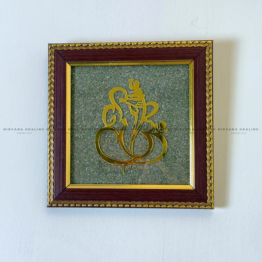 GANESH JI ON RAW PYRITE FRAME (Blessings of Prosperity, Protection & New Beginnings) image 1
