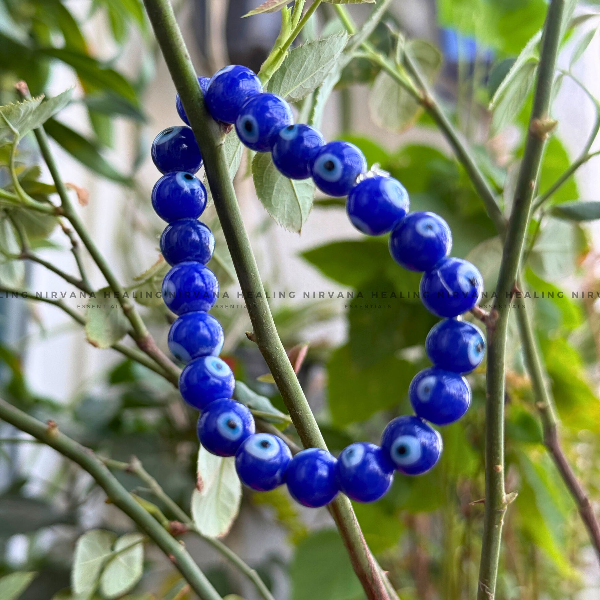 BLUE EVIL EYE ROUND BEADED BRACELET (Protection, Peace And Positivity) image 4