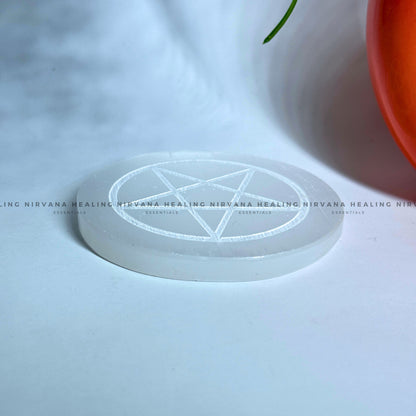 SELENITE STAR SYMBOL CHARGING PLATE (Aura Cleansing ,Charging, Cleansing And Purification) image 1