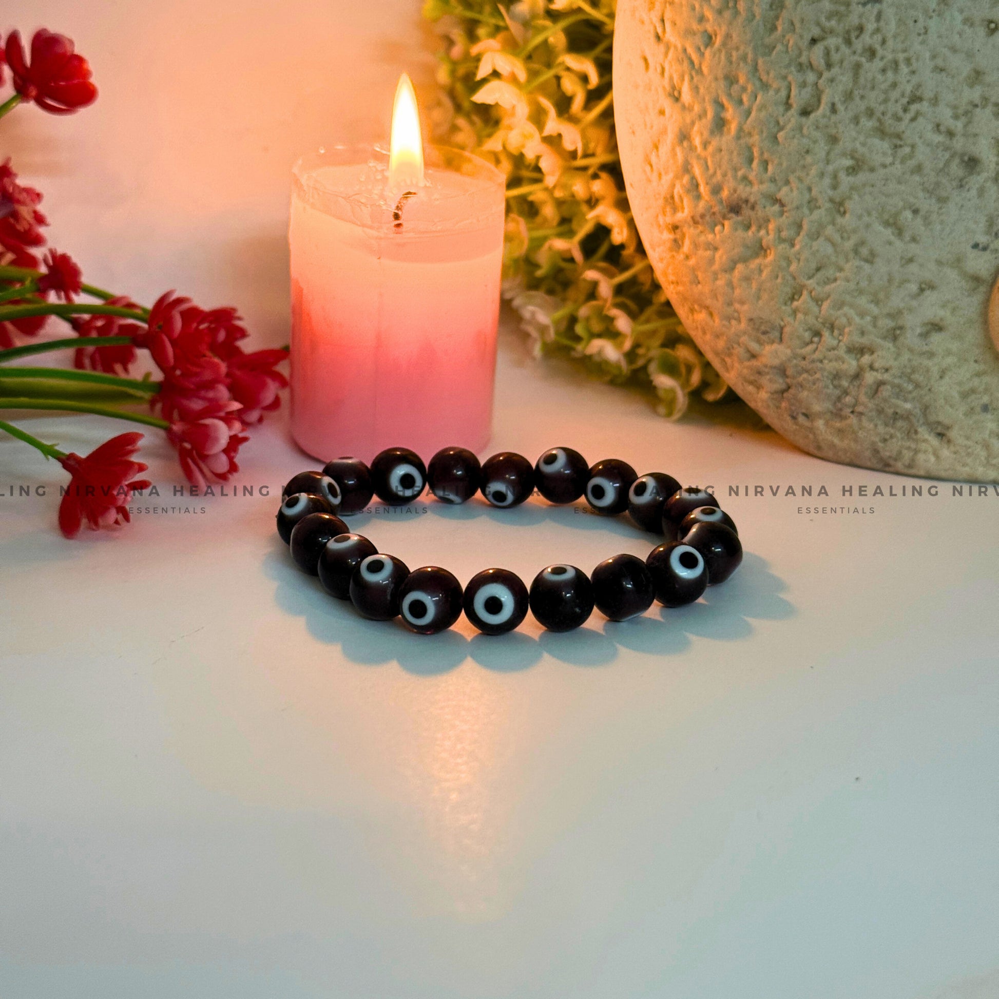 PURPLE EVIL EYE ROUND BEADED BRACELET (Spiritual Protection, Intuition And Transformation) image 3