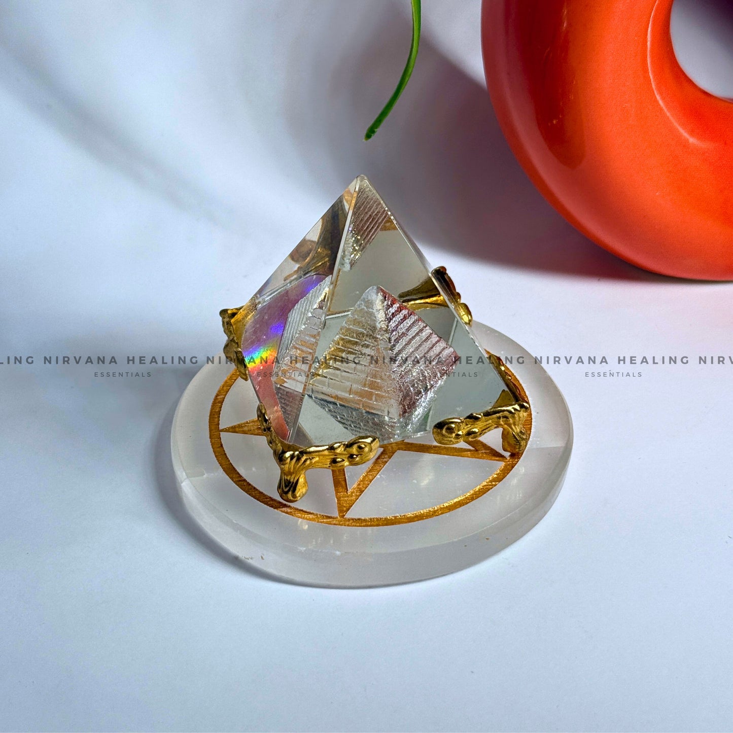 SELENITE GOLDEN STAR SYMBOL CHARGING PLATE (Aura Cleansing ,Charging, Cleansing And Purification). image 4