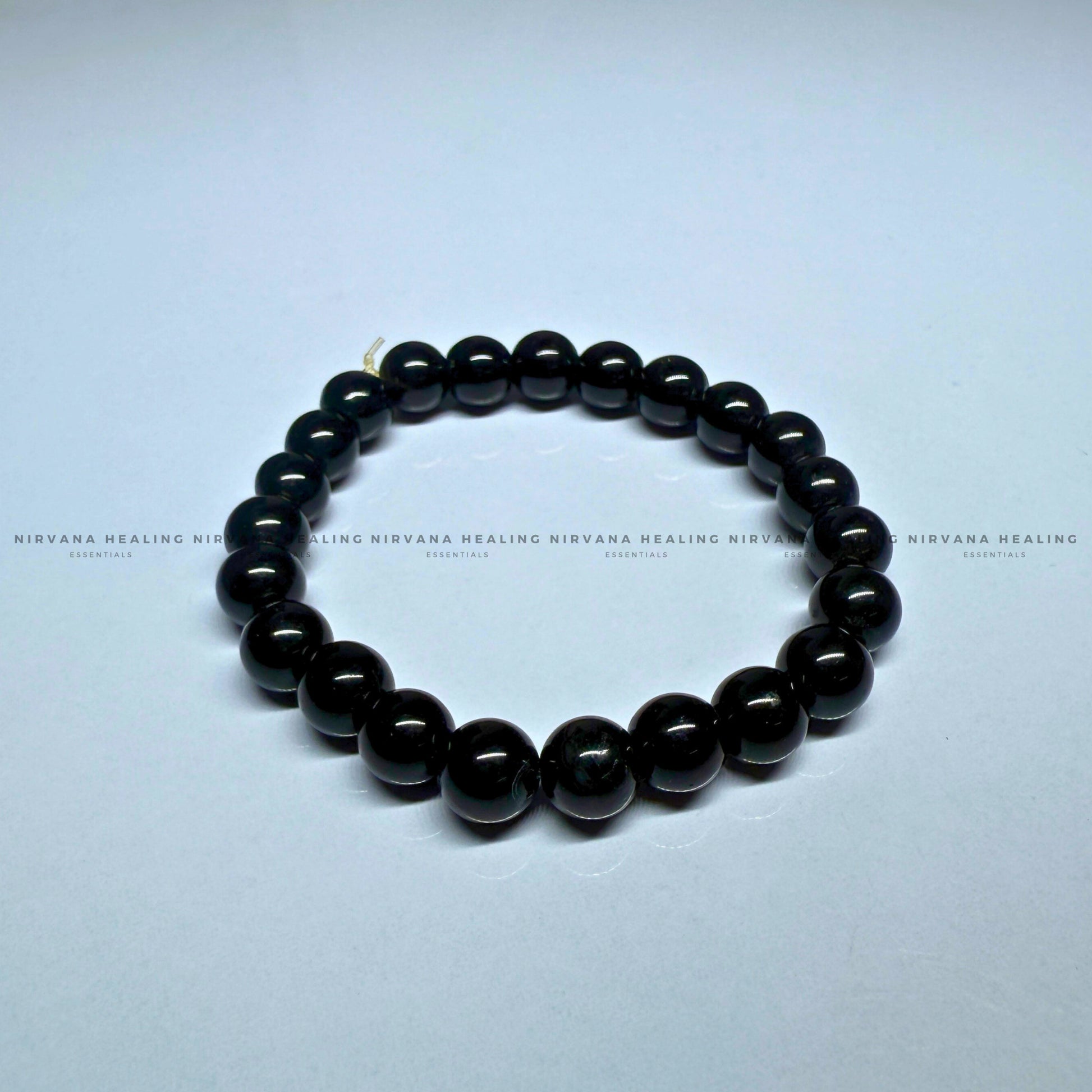 BLACK TOURMALINE ROUND BEADED BRACELET (Protection, Grounding, Shielding And Growth) image 1