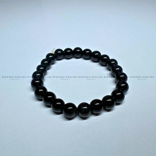 BLACK TOURMALINE ROUND BEADED BRACELET (Protection, Grounding, Shielding And Growth) image 1
