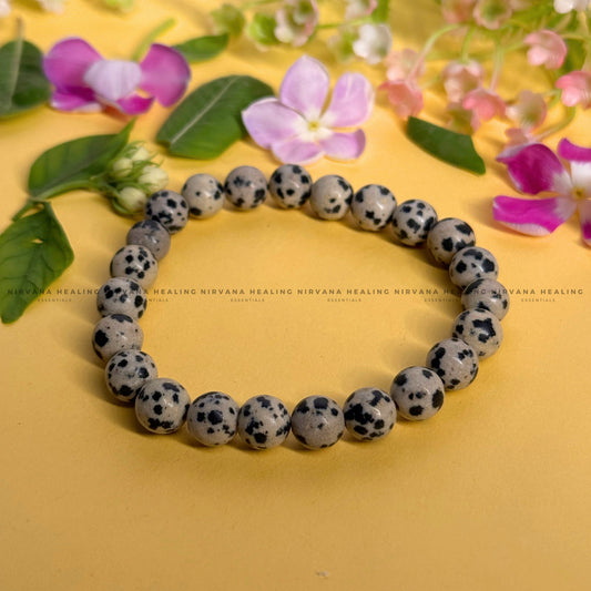 DALMATIAN ROUND BEADED BRACELET (Joy, Grounding And Loyalty) image 0