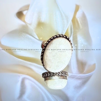 MOON JADE OVAL RING (Harmony, Emotional Balance And Divine Connection) image 1