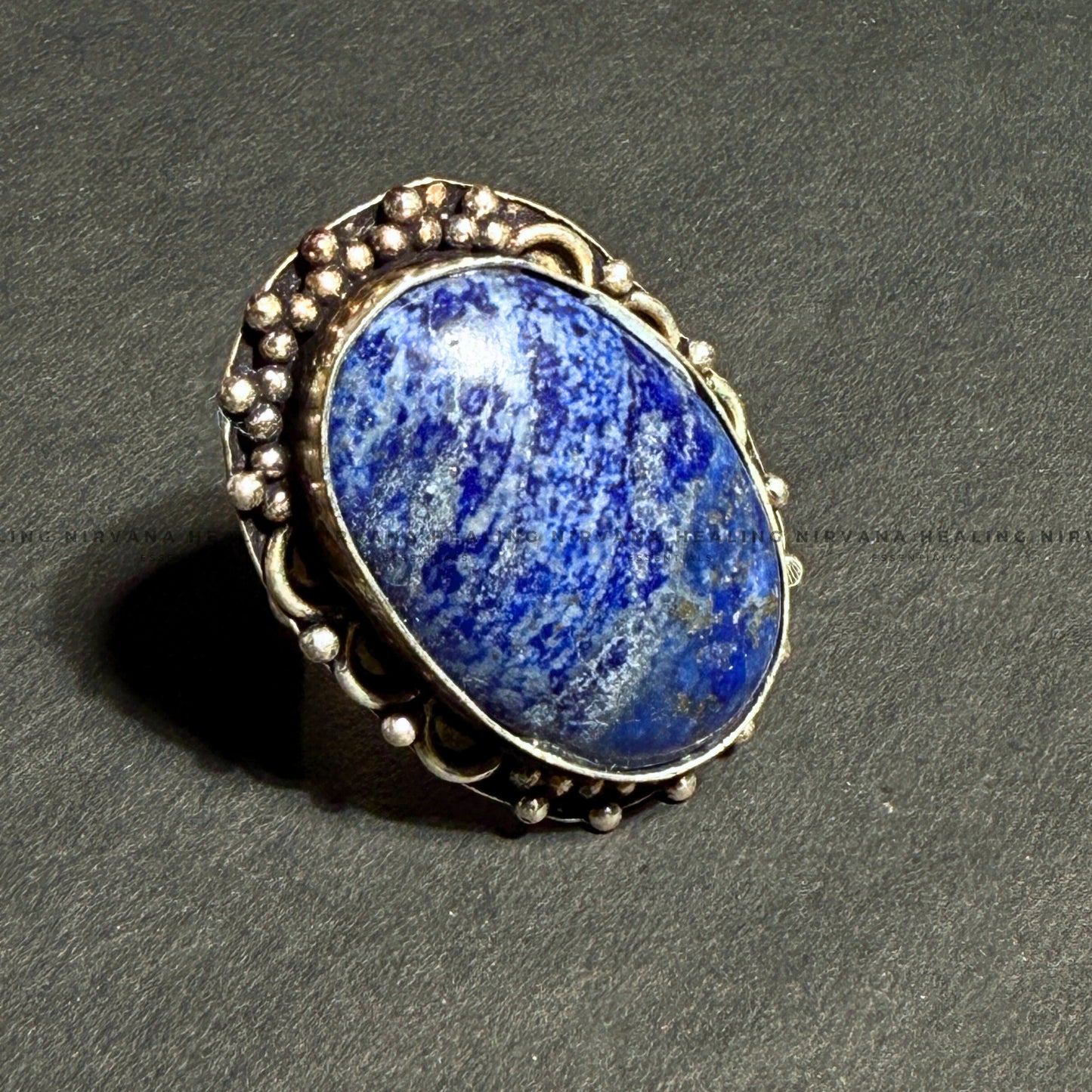 LAPIS JADE OVAL RING (Communication, Truth, Ease Of Expression And Wisdom) image 2