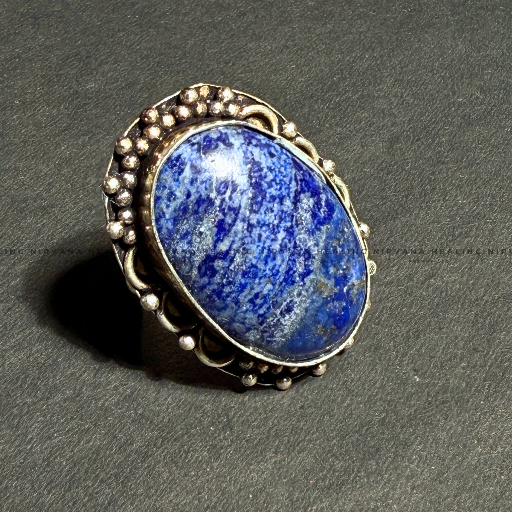 LAPIS JADE OVAL RING (Communication, Truth, Ease Of Expression And Wisdom) image 2